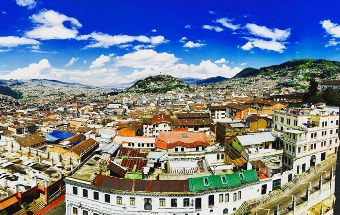 Quito, Ecuador panoramic view banner
				